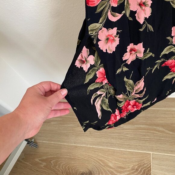 Vintage 90's JM Collection Black Pink Red Floral Midi Dress Sleeveless - Picture 7 of 7